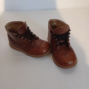 Footmates Vintage Brown Leather Toddlers Walking Shoes Boots Sz 5 1/2 USA Rare